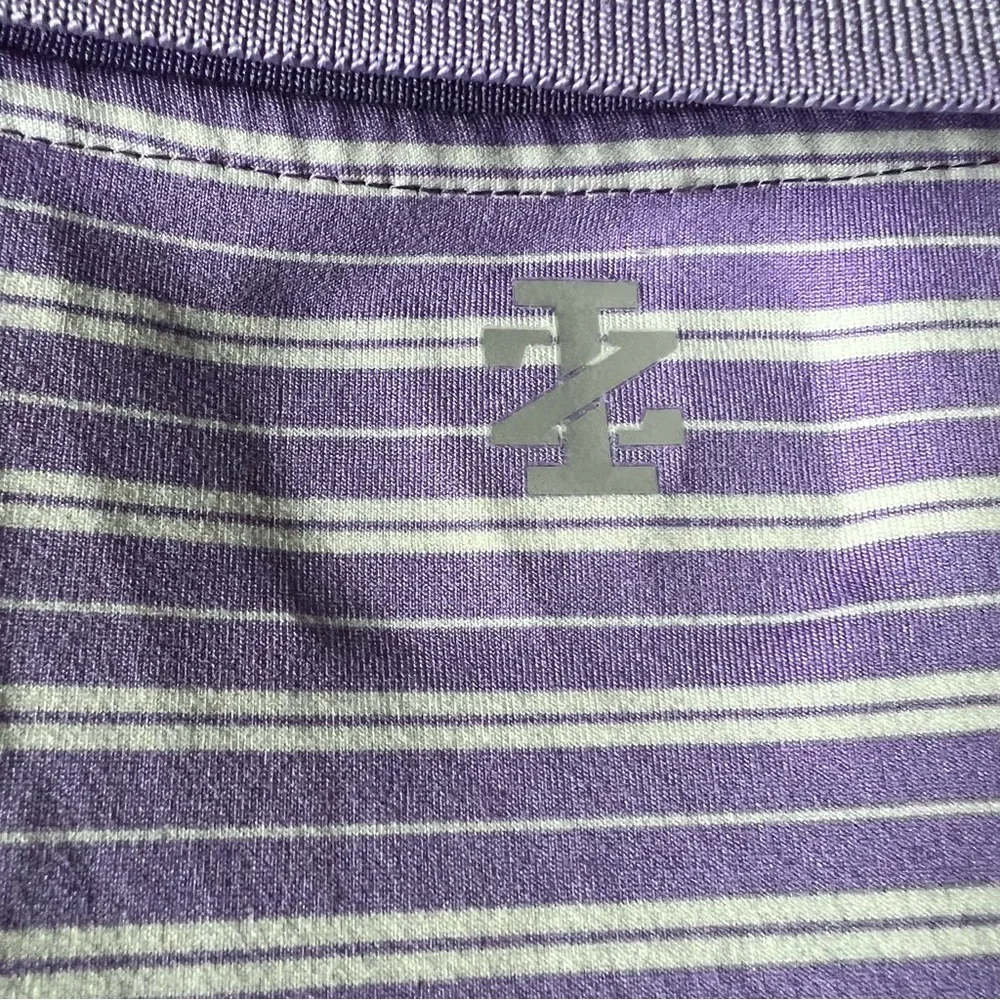 ⛳️Izod Golf Polo Shirt Striped Light Purple & White Men's Size XXL ⛳️ - Picture 5 of 6